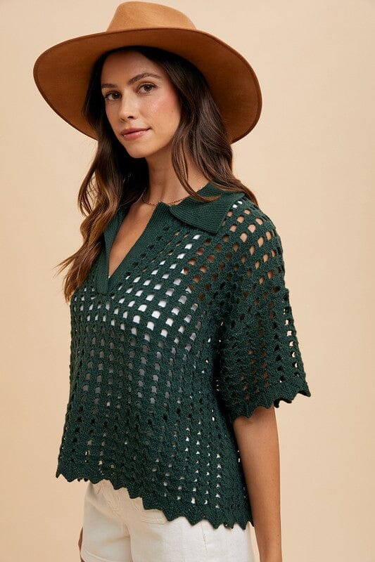 Annie Wear Openwork Johnny Collar Knit Cover Up - Sydney So Sweet