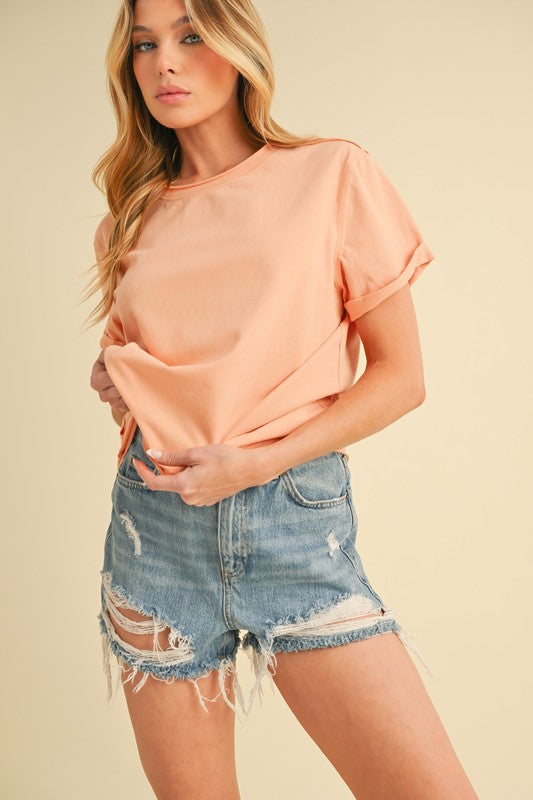 Aemi + Co Exposed Seam Round Neck Short Sleeve T-Shirt - Sydney So Sweet