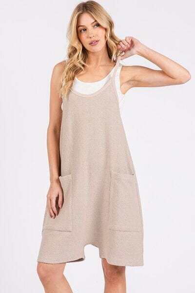 Mittoshop Scoop Neck Spaghetti Strap Overalls with Pockets - Sydney So Sweet
