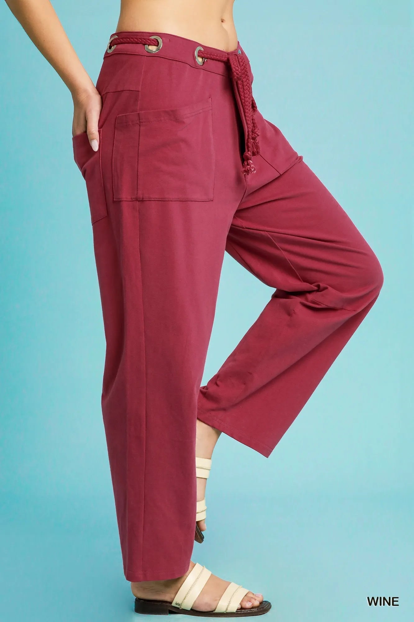 Umgee Drawstring Wide Leg Casual Pants - Sydney So Sweet