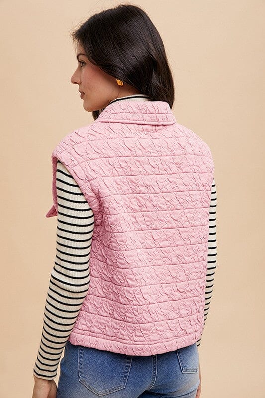 Annie Wear Texture Quilted Snap Down Vest Coat - Sydney So Sweet