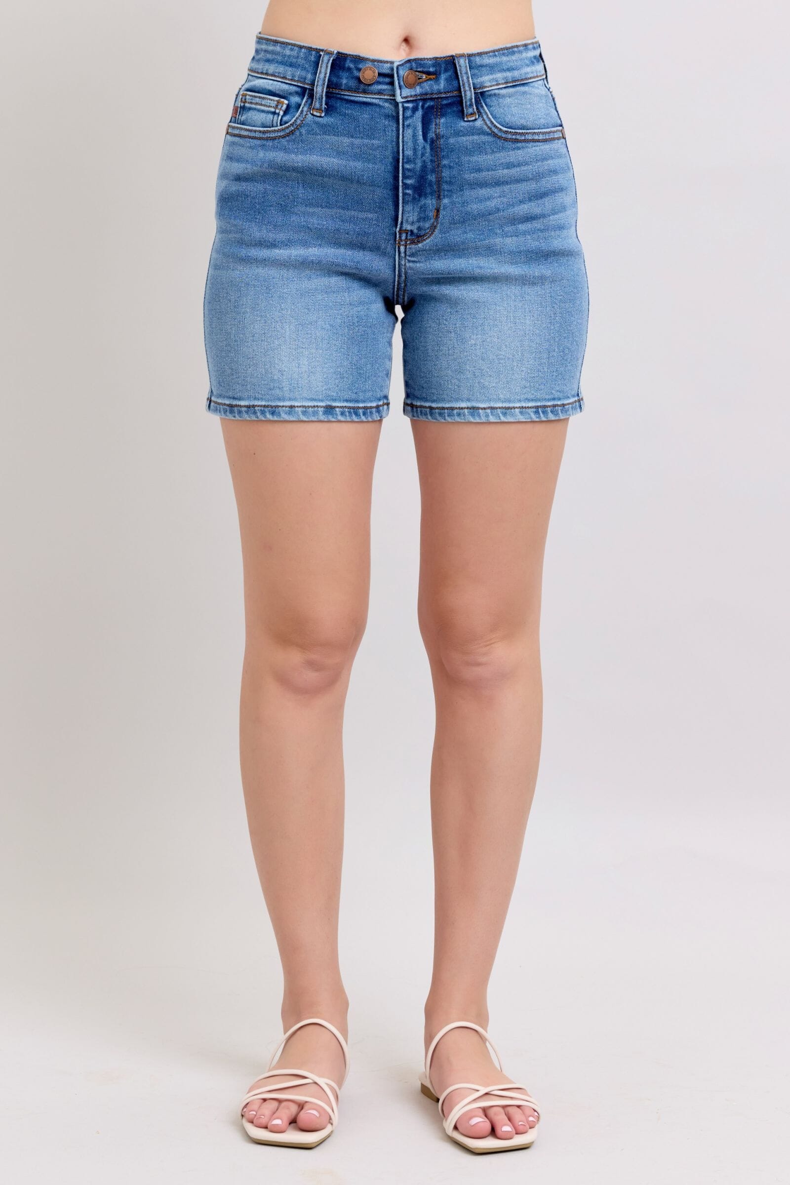 Judy Blue Full Size 2 Button Denim Shorts with Pockets Plus Size - Sydney So Sweet