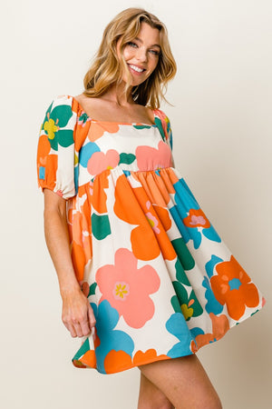 BiBi Floral Puff Sleeve Mini Dress - Sydney So Sweet