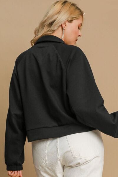 Umgee Full Size Half Zip Cropped Sweatshirt Plus Size - Sydney So Sweet