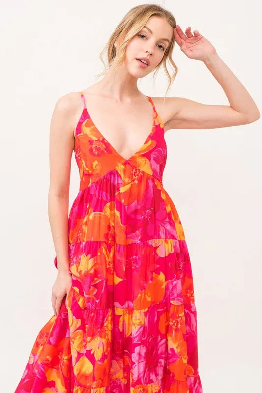 And The Why Floral Tiered Maxi Cami Dress with Pockets - Sydney So Sweet