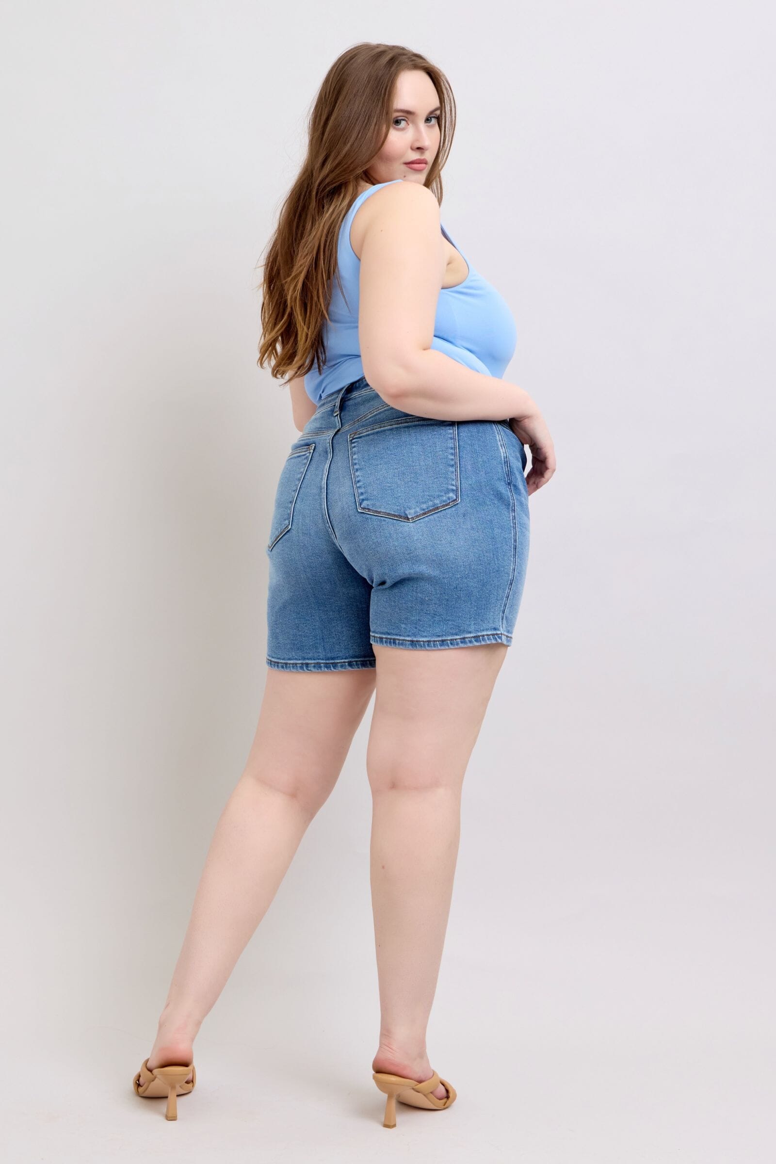 Judy Blue Full Size 2 Button Denim Shorts with Pockets Plus Size - Sydney So Sweet