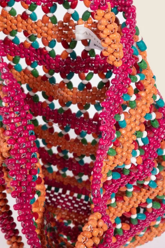 Fame Contrast Wooden Beaded Tote Bag - Sydney So Sweet