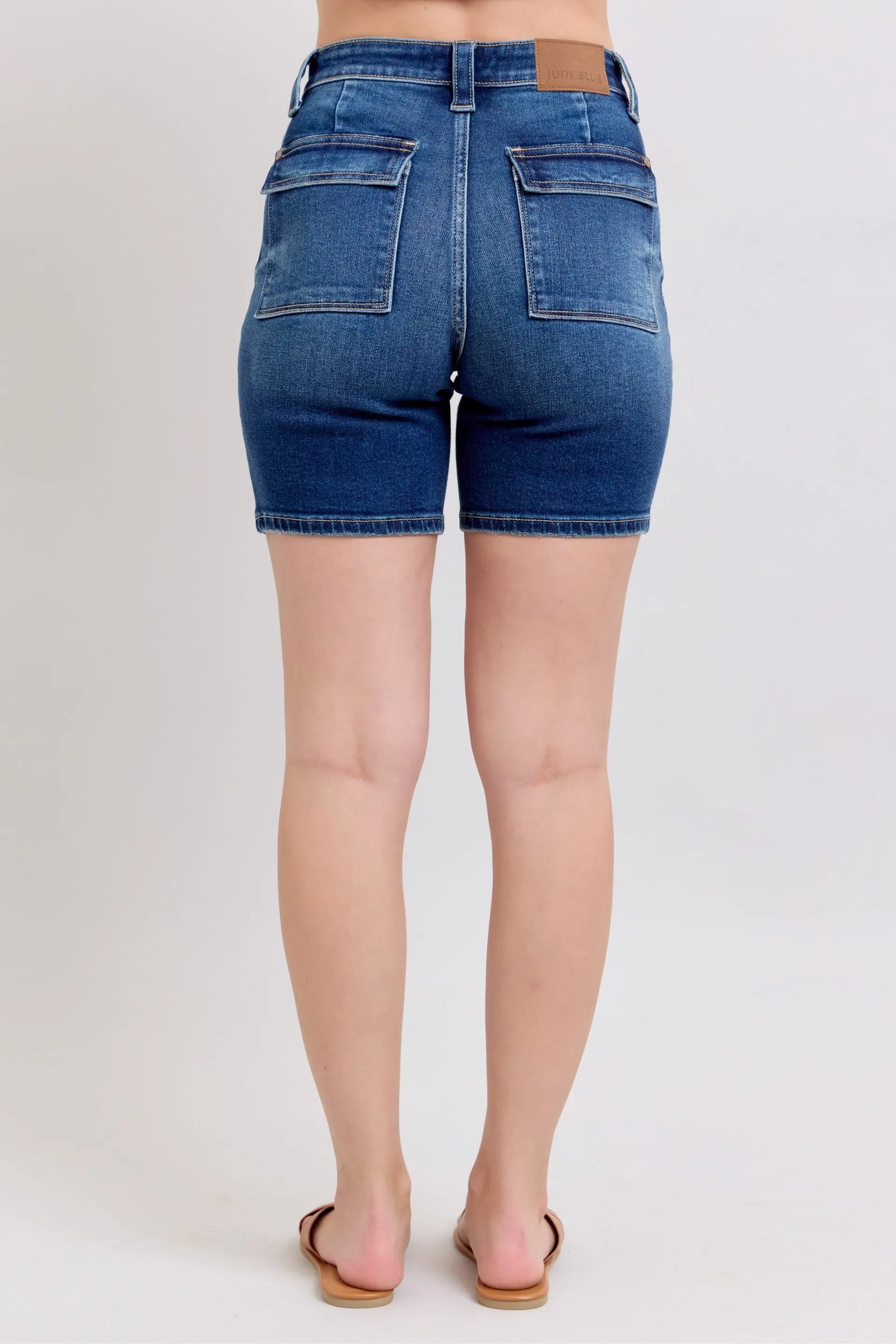 Judy Blue Full Size High Waist Bermudas Jeans W/ Back Flap Pockets Plus Size - Sydney So Sweet
