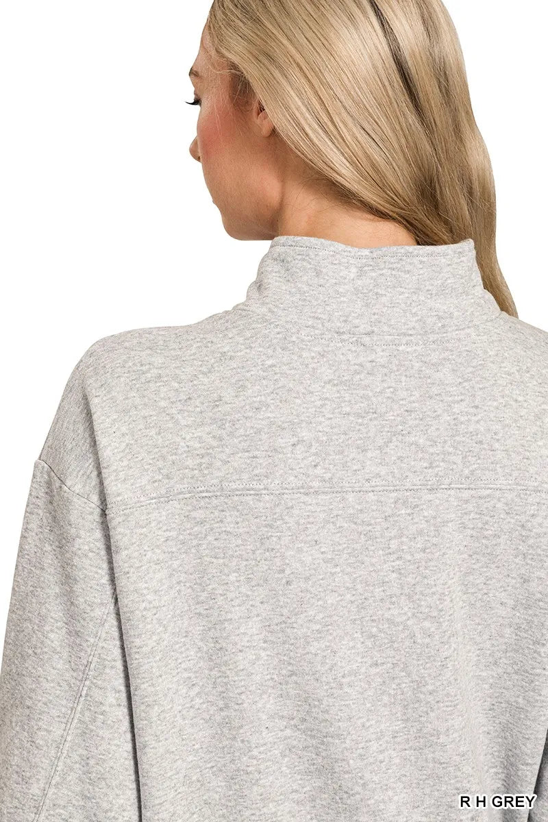 Zenana Fleece Half Zip Sweatshirt - Sydney So Sweet