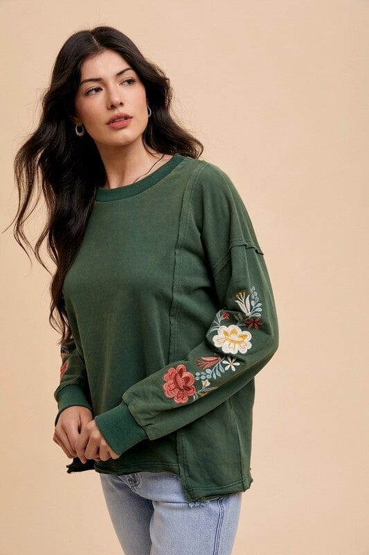 Annie Wear Embroidered Long Sleeve French Terry Top - Sydney So Sweet