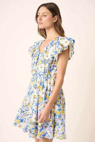 Mittoshop Floral V-Neck Cap Sleeve Mini Dress - Sydney So Sweet