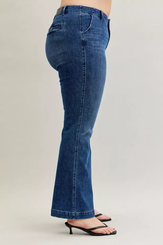 Judy Blue Full Size Mid Rise Bootcut Jeans with Welt Pockets Plus Size - Sydney So Sweet
