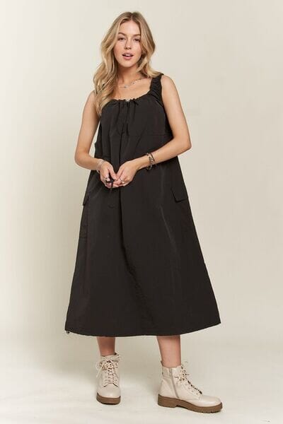 ADORA Drawstring Slit Back Cargo Dress - Sydney So Sweet