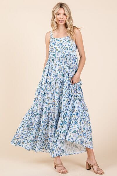 Mittoshop Flower Print Tiered Sleeveless Empire Maxi Dress - Sydney So Sweet