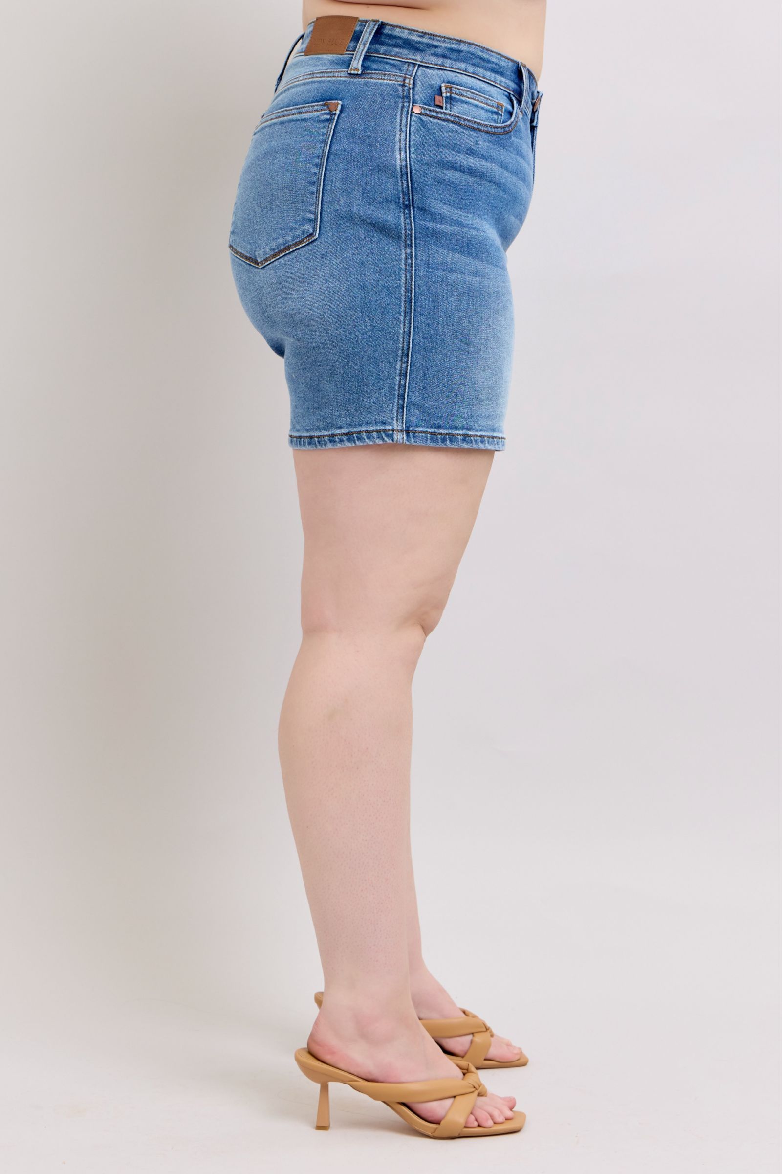 Judy Blue Full Size 2 Button Denim Shorts with Pockets Plus Size - Sydney So Sweet