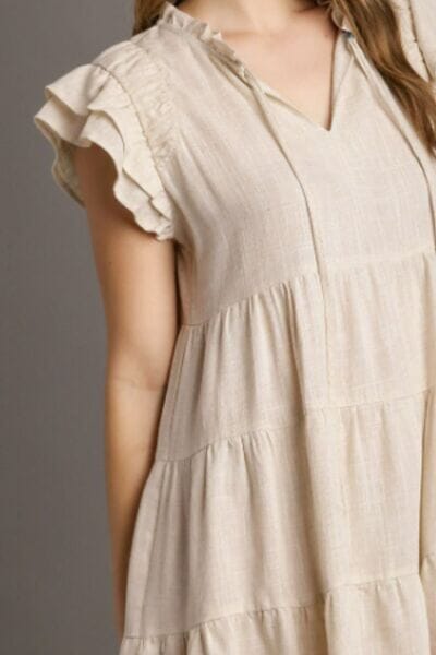 Umgee Full Size Linen A-line Tiered Mini Dress Plus Size - Sydney So Sweet