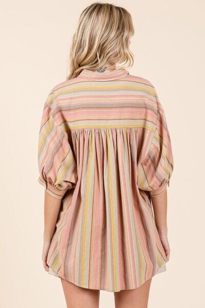 Mittoshop Striped Bubble Sleeve Button Down Shirt - Sydney So Sweet