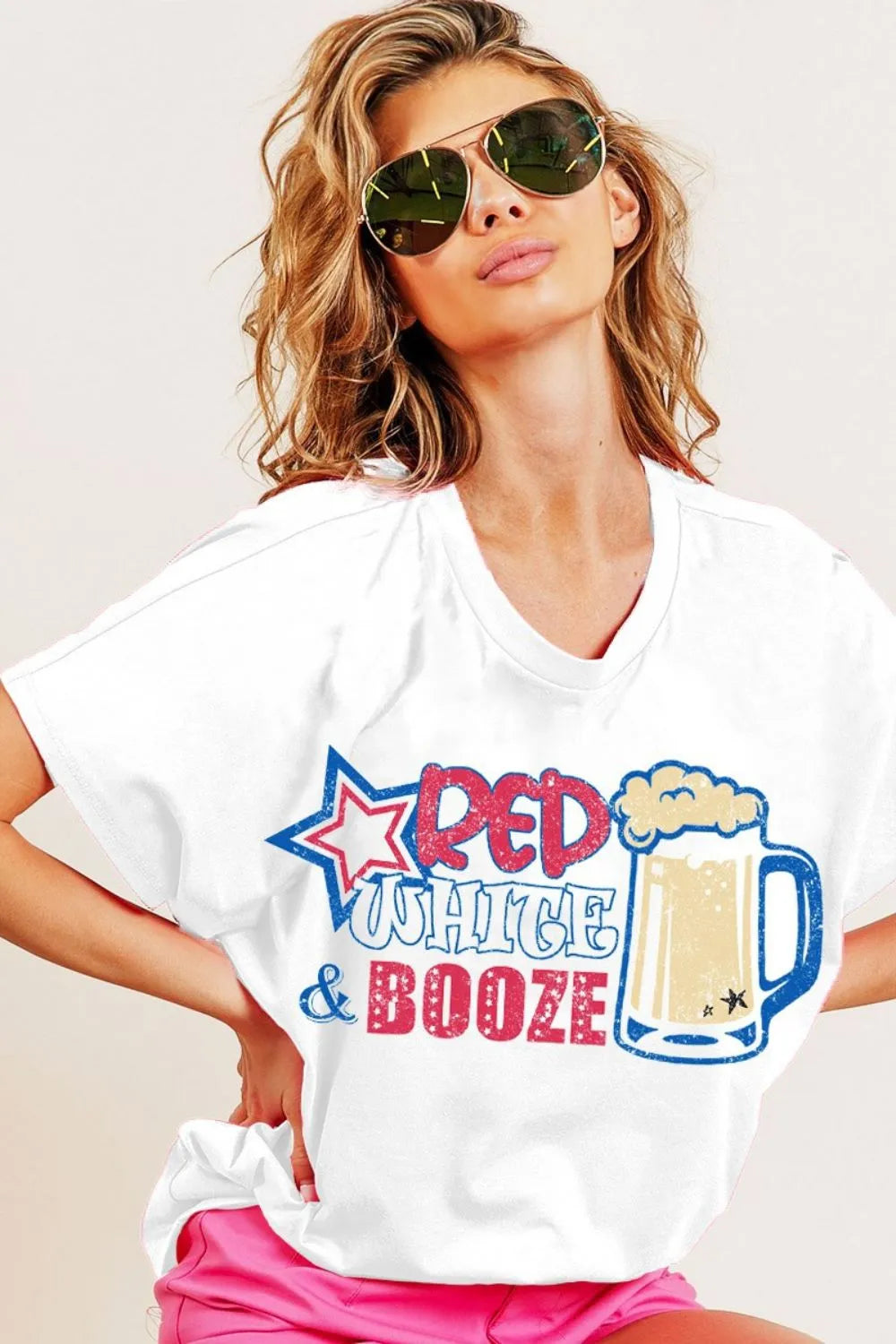 BiBi Red White and Booze Graphic Jersey Top - Sydney So Sweet