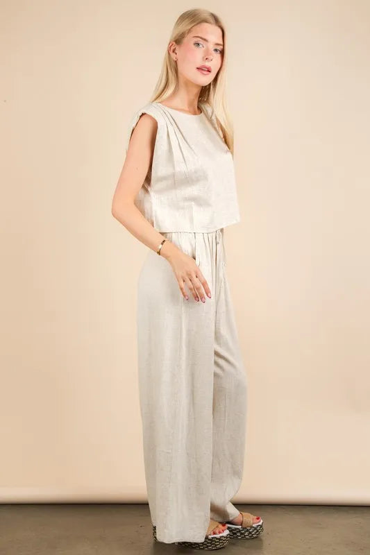 VERY J Solid Woven Top & Pants Set - Sydney So Sweet