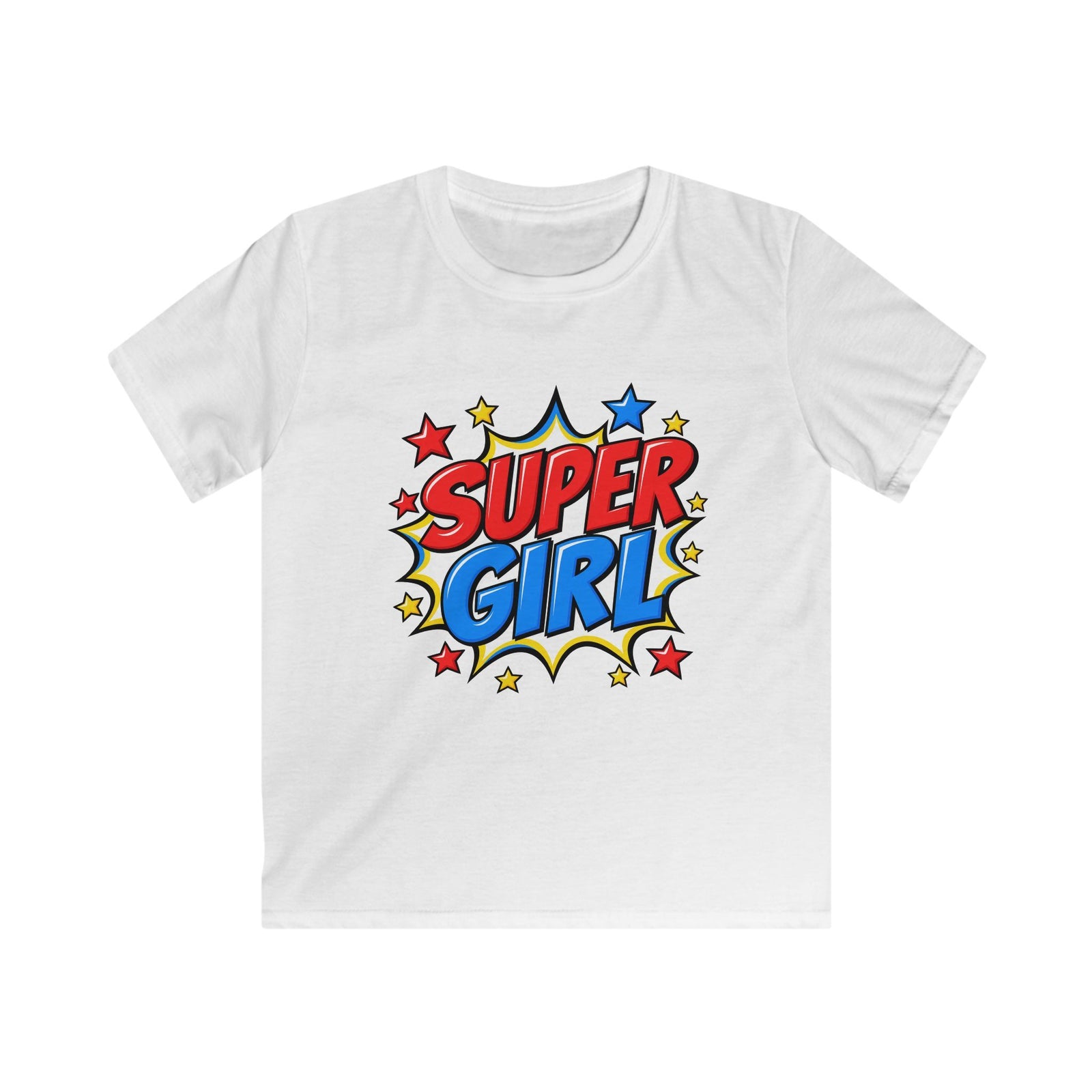 Super Girl Kids T-Shirt Colorful Comic Style Shirt for Girls, Superhero Birthday Gift