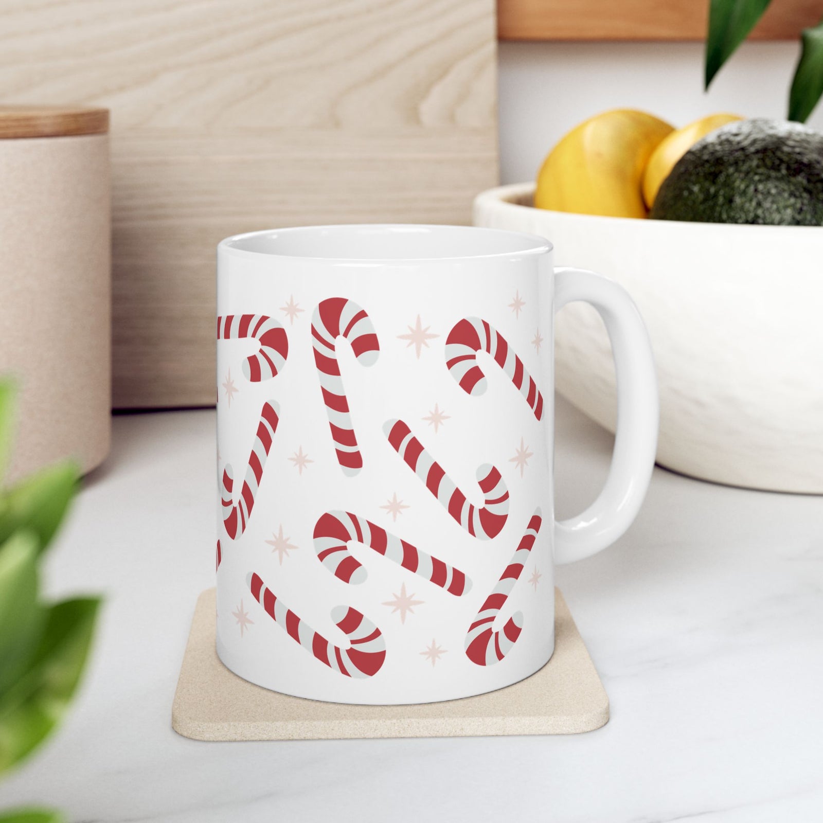 Candy Cane Cute Ceramic Drink Mug Coffee Cup (11oz & 15oz)