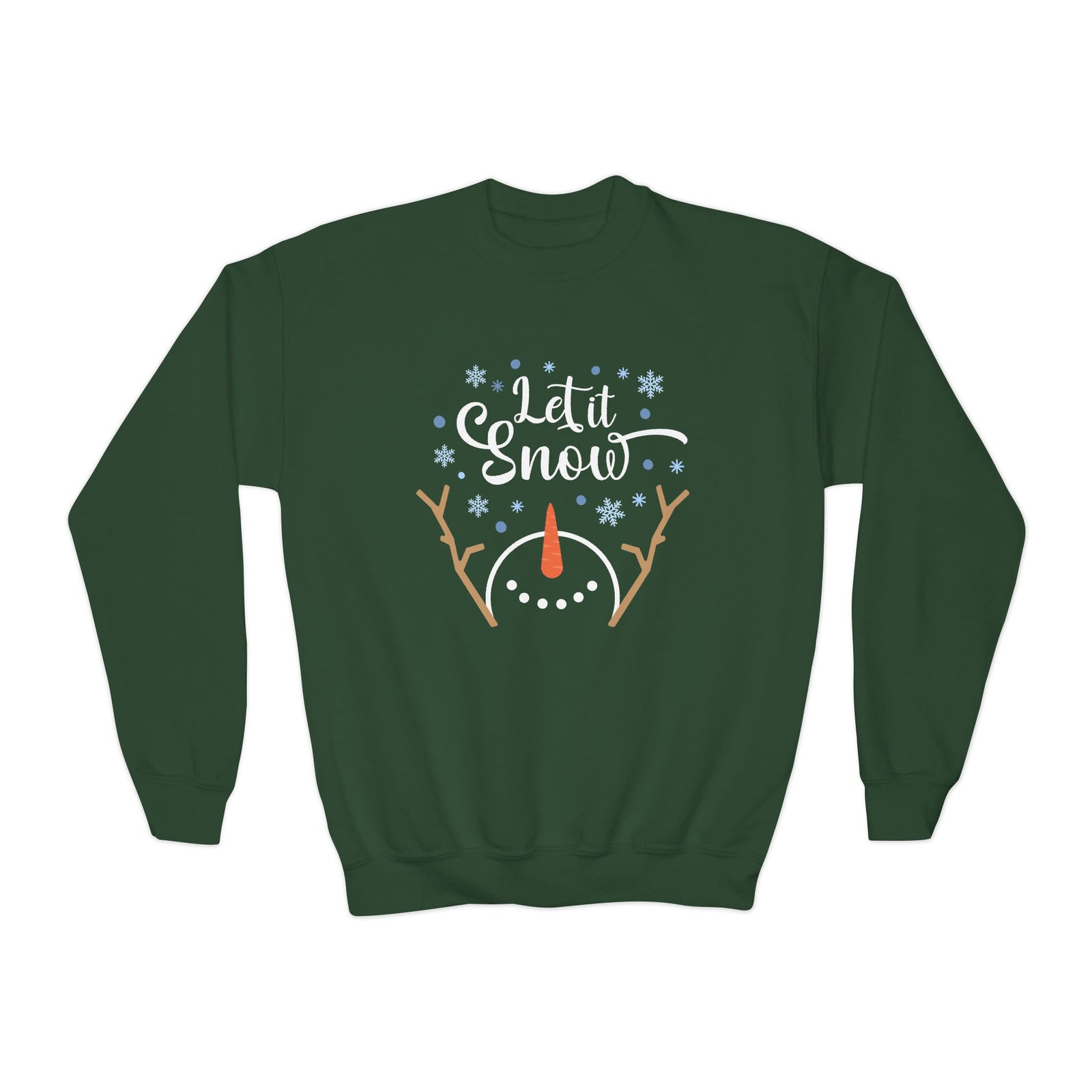 Let it Snow Happy Snowman Winter Crewneck Unisex Youth Sweatshirt
