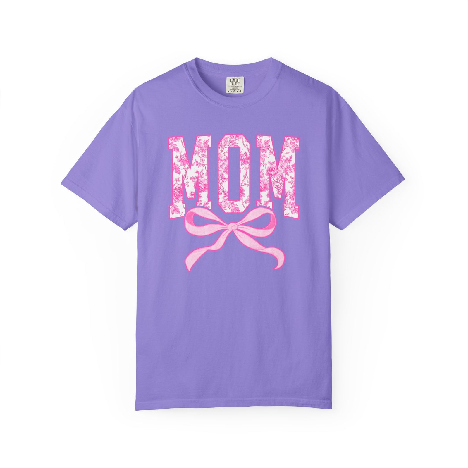 Mom Coquette Pink Toile Bow T-Shirt Cute Mama Graphic Tee