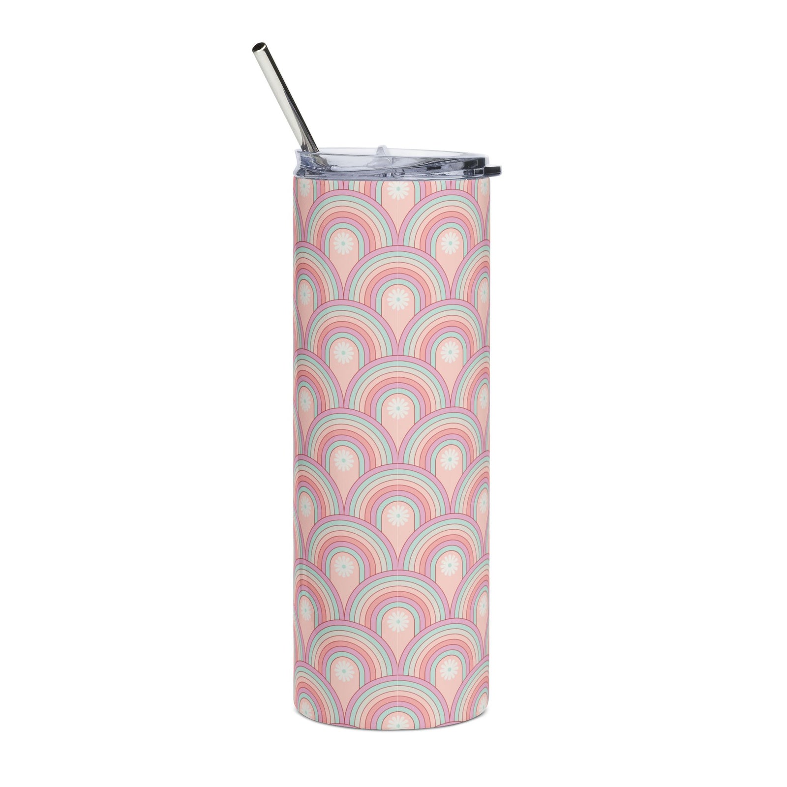 Pastel Rainbow Scallop 20oz Stainless Steel Tumbler Insulated Travel Cup