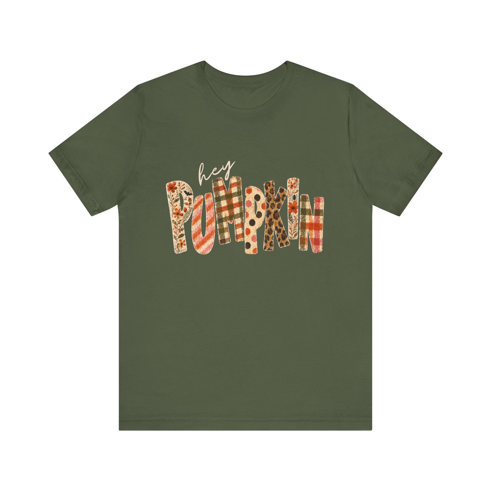 Hey Pumpkin T-Shirt Fall Plaid & Floral Pumpkin Graphic Tee
