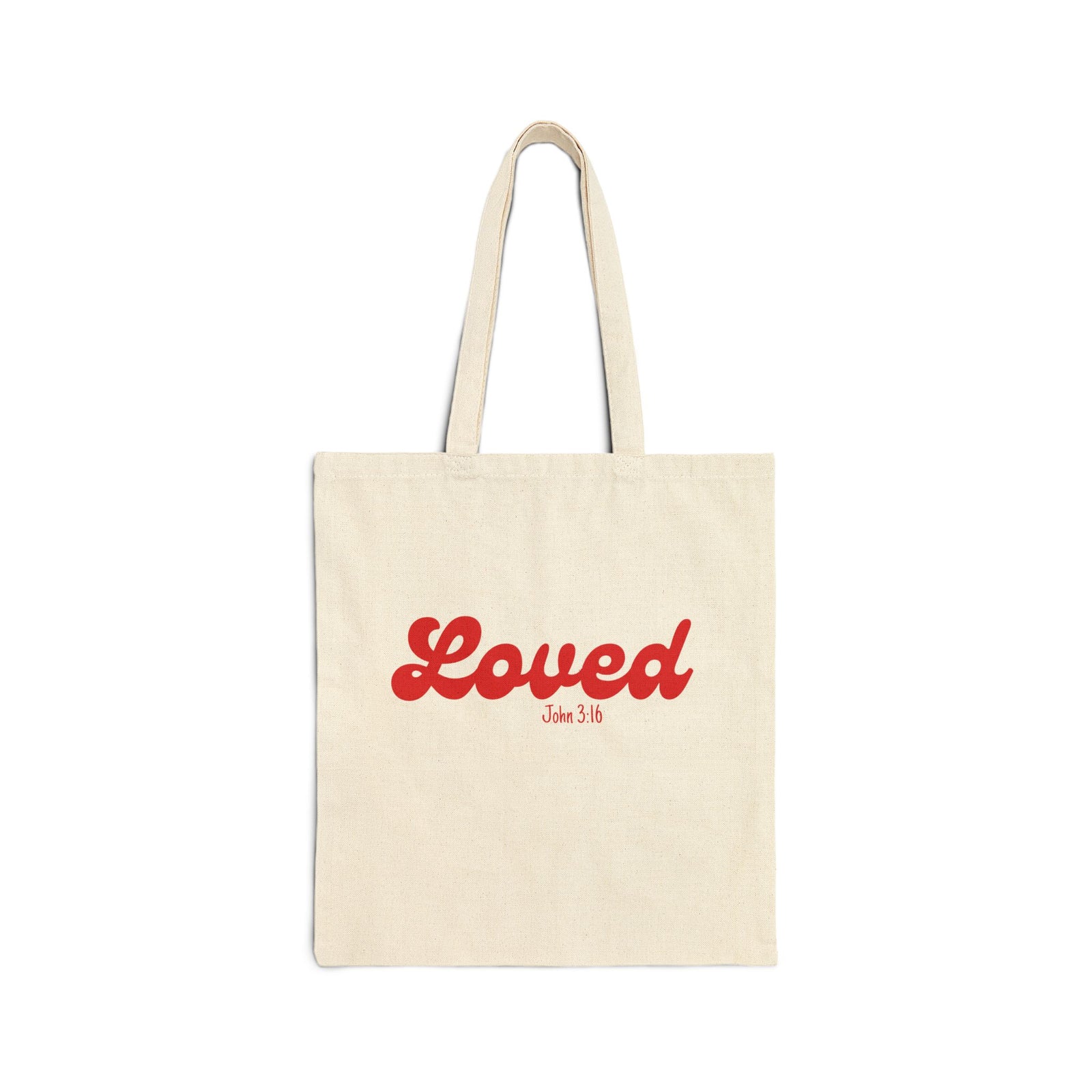 Loved Script John 3:16 Church Bible Christian Cotton Canvas Tote Bag