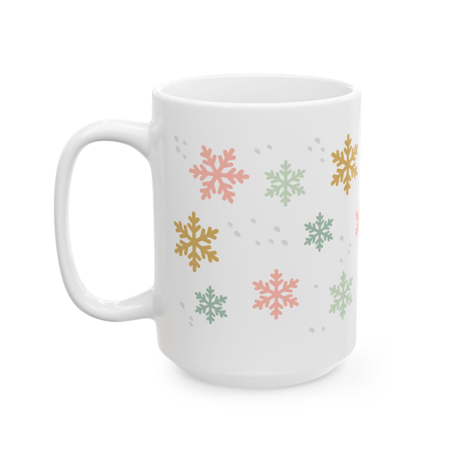 Pastel Snowflake Winter Christmas Ceramic Mug Coffee Cup (11oz & 15oz)