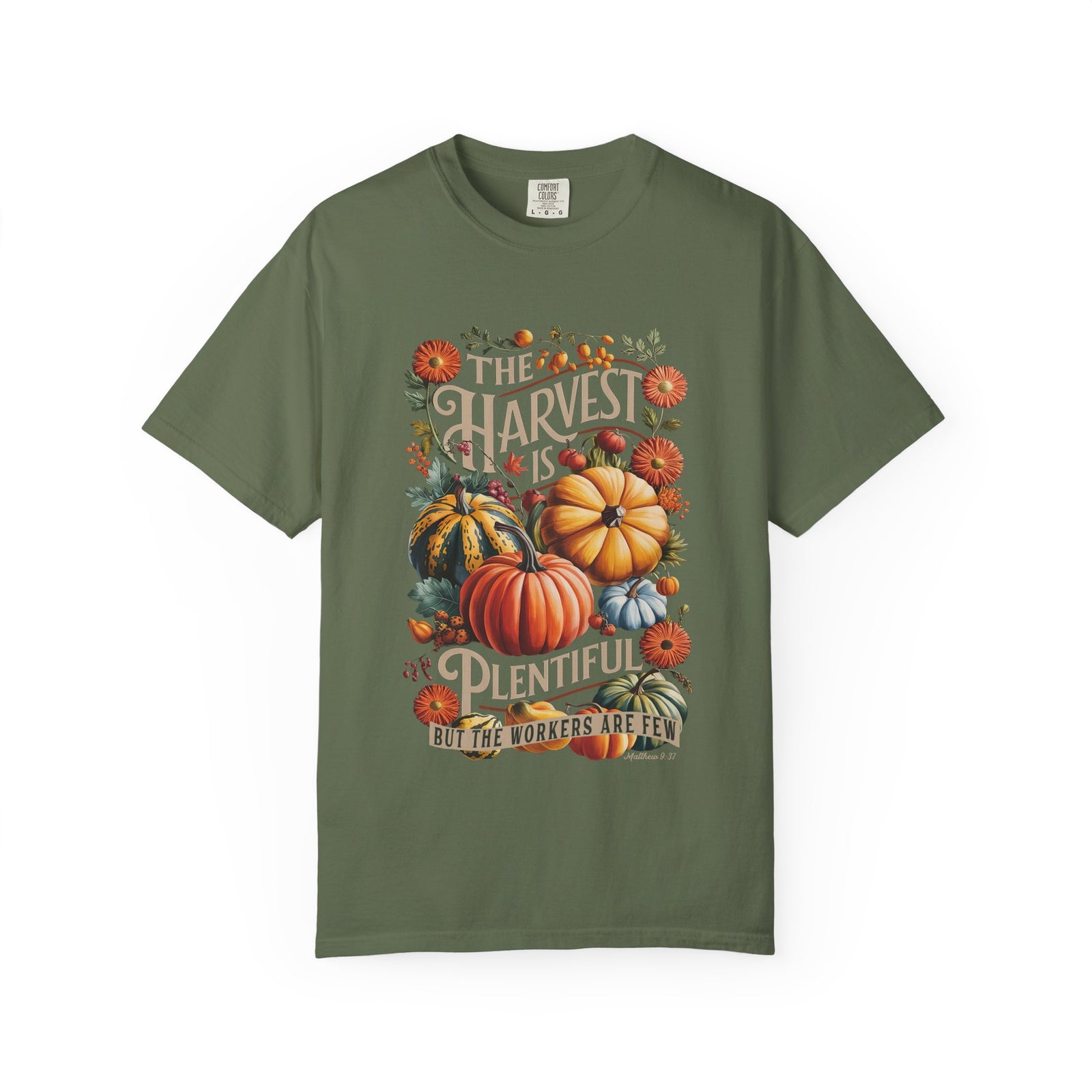 The Harvest is Plentiful T-Shirt Fall Pumpkin Harvest Christian Tee