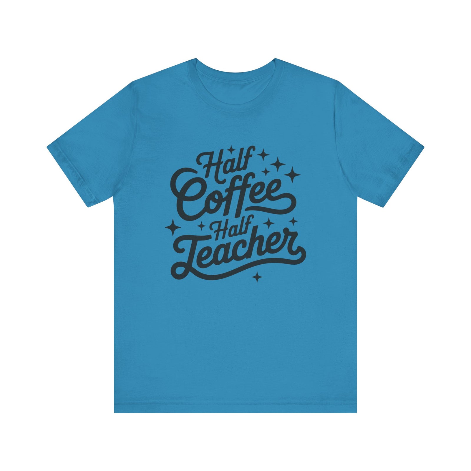 Half Coffee Half Teacher Graphic Tee Teacher Coffee T-Shirt