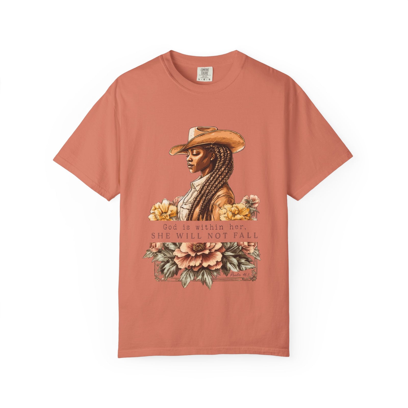 God is With Her She Will Not Fall T-Shirt Floral Cowgirl Empowerment Tee