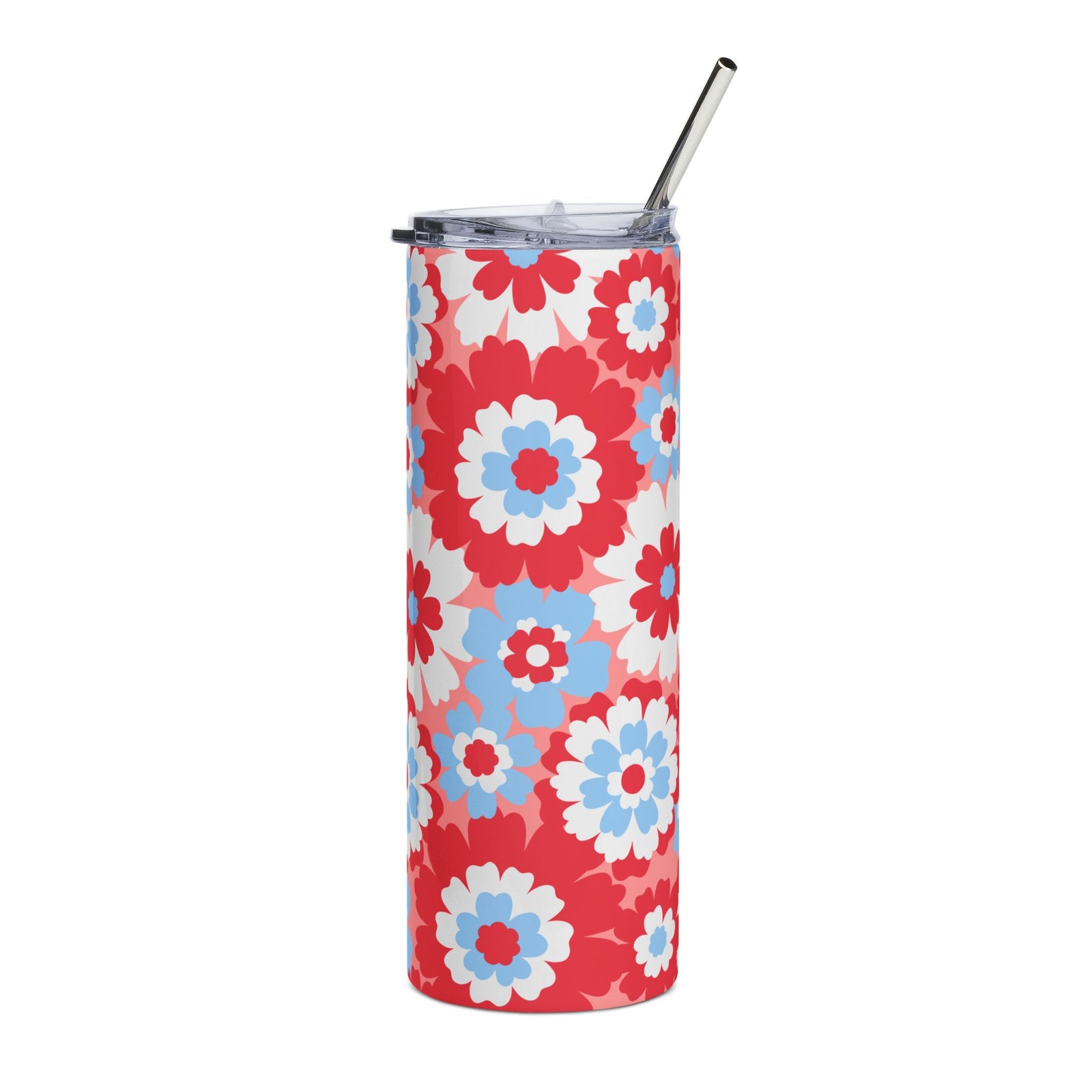 Floral Freedom II Red White & Blue 20oz Tumbler Stainless Steel Insulated Travel Cup