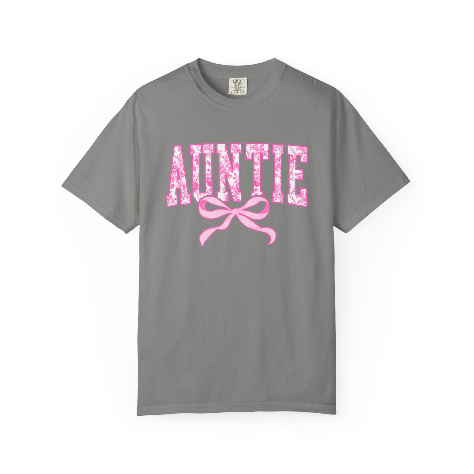 Auntie Coquette Pink Toile Bow T-Shirt Cute Aunt Graphic Tee