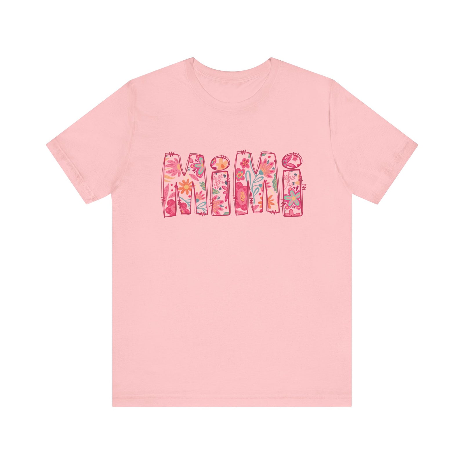 Mimi Boho Pink Floral Graphic T‑Shirt Flower Pattern Grandmother Tee