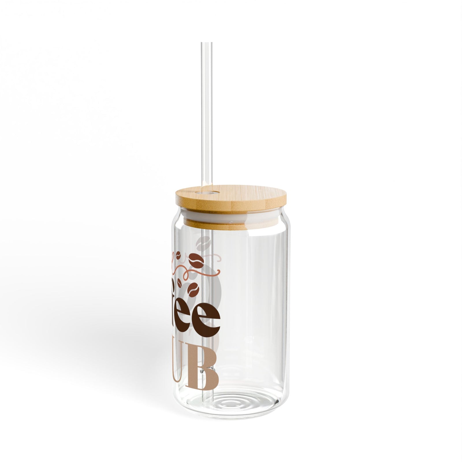 Iced Coffee Club Sipper Glass 16oz Reusable Drink Jar with Lid & Straw