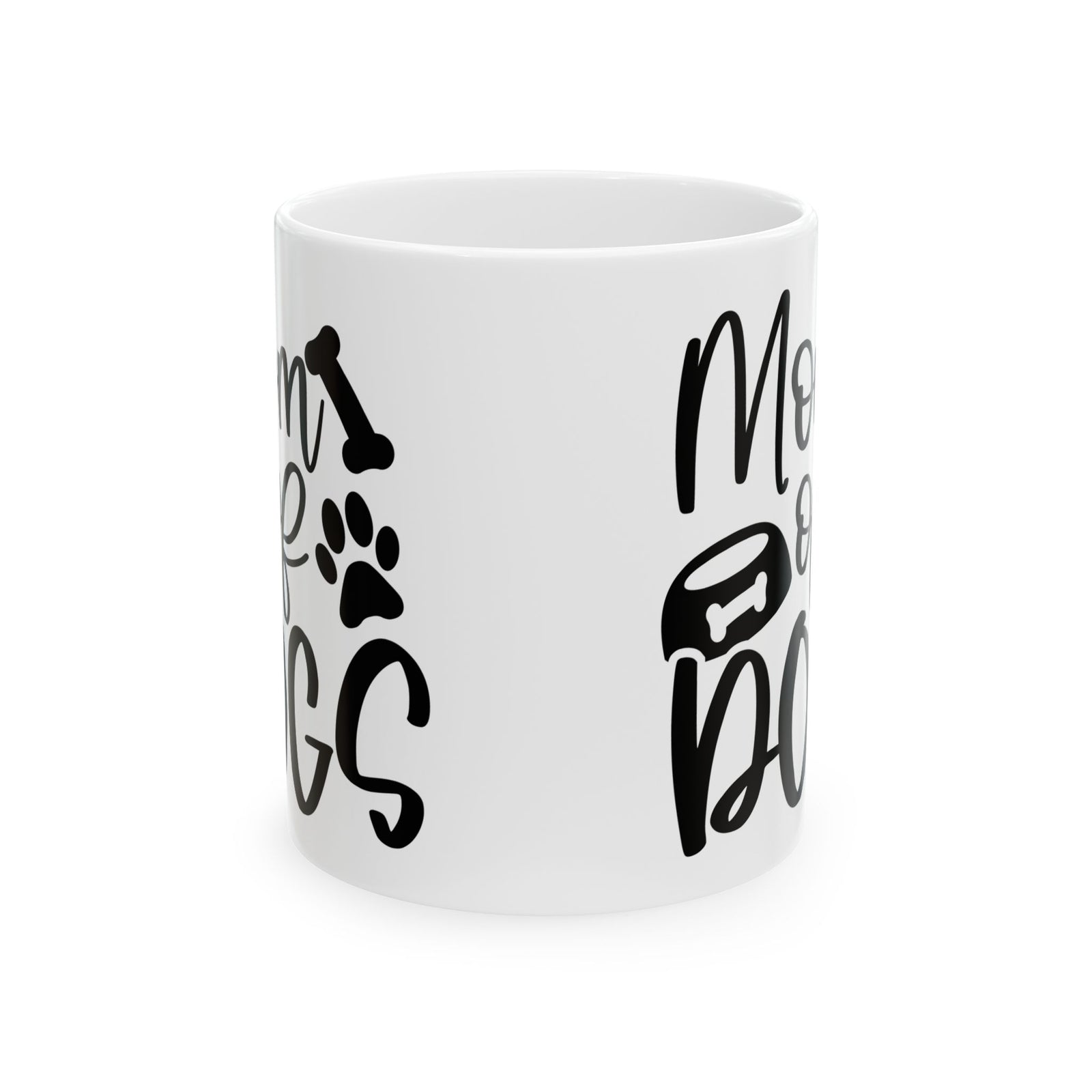 Mom of Dogs Bone & Paw Print Cute Ceramic Mug Coffee Cup (11oz & 15oz)