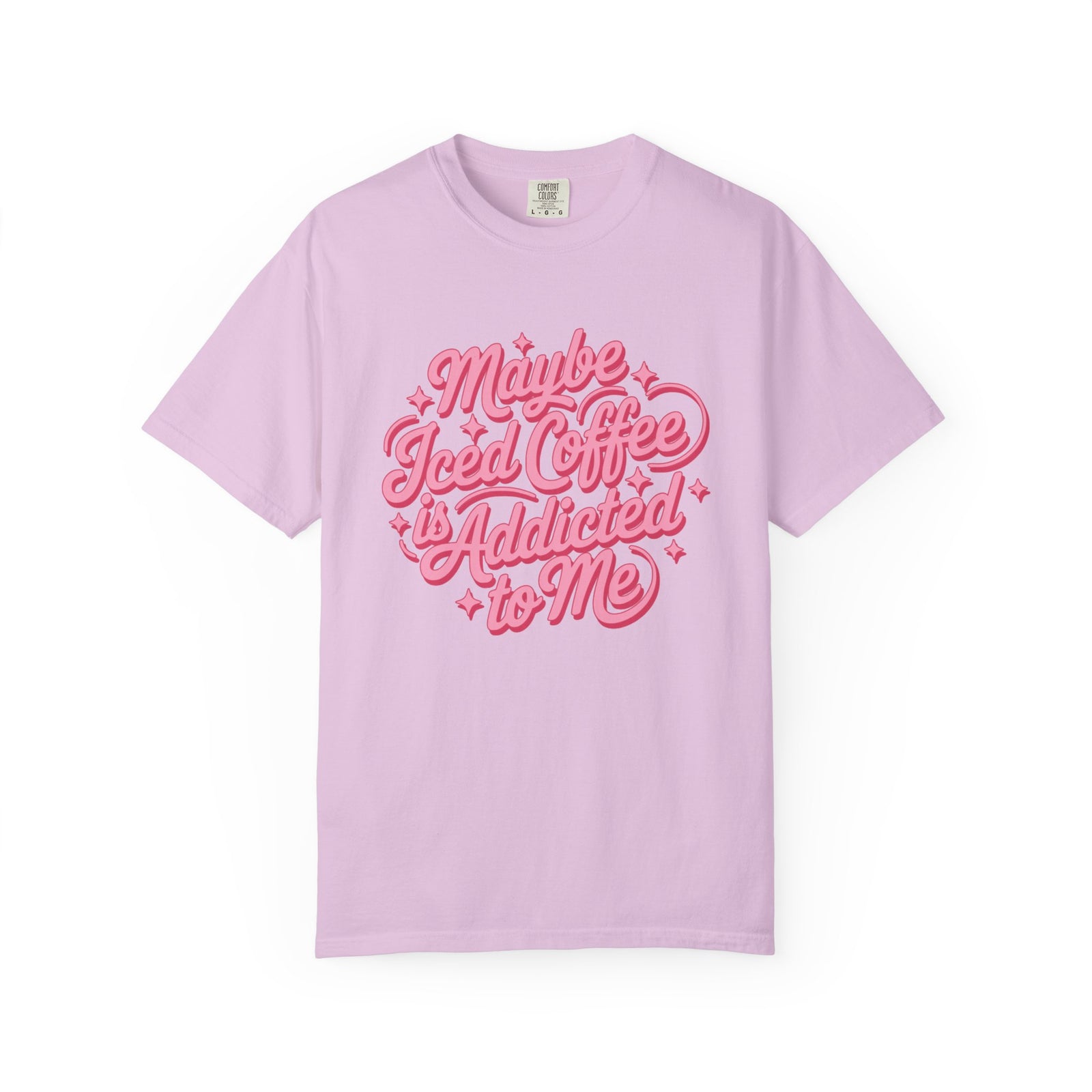 Maybe Iced Coffee Is Addicted to Me Retro Script T-Shirt Coffee Lover Tee