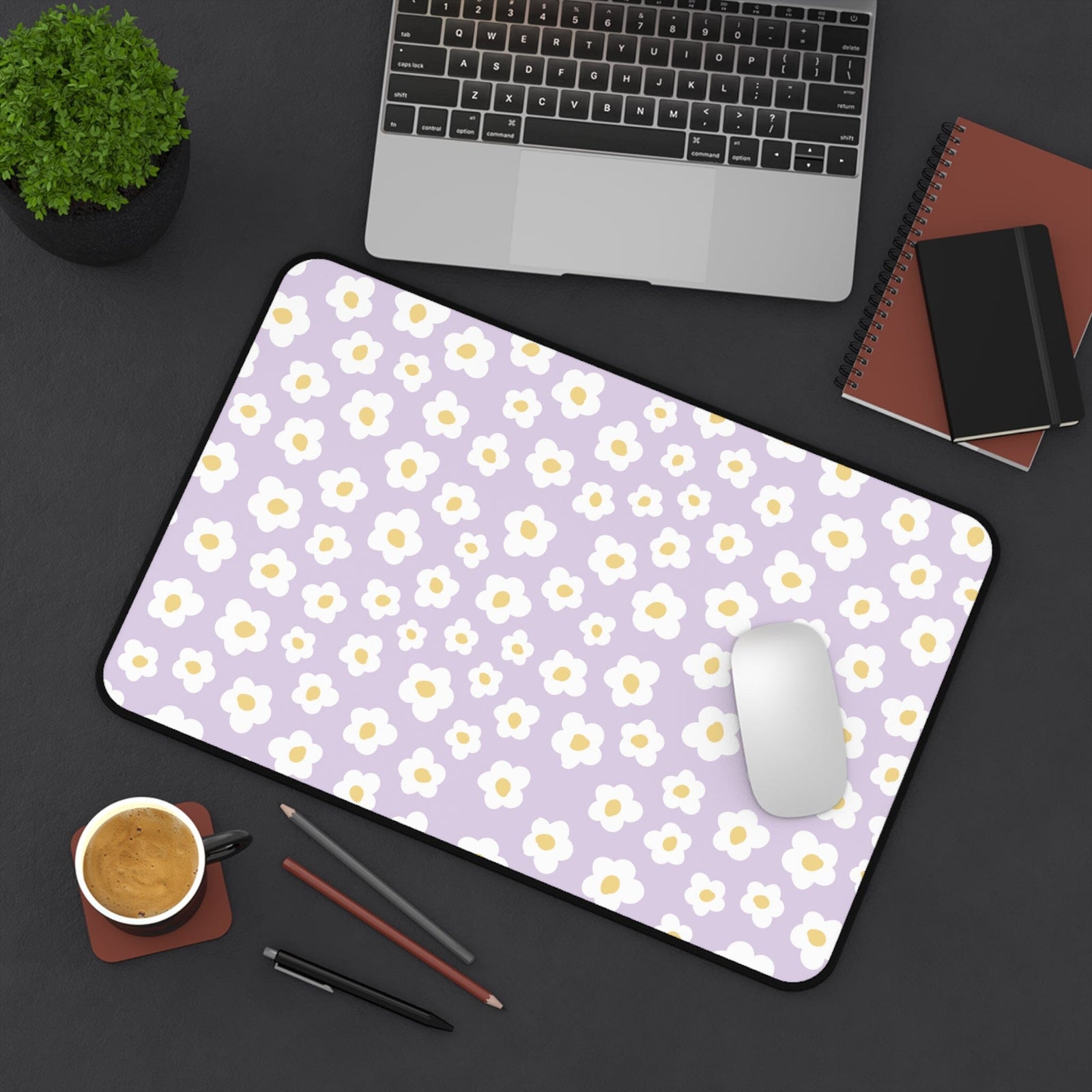 Floral Desk Mat - Lavender Daisy Flower Design for Home Office Decor - Sydney So Sweet