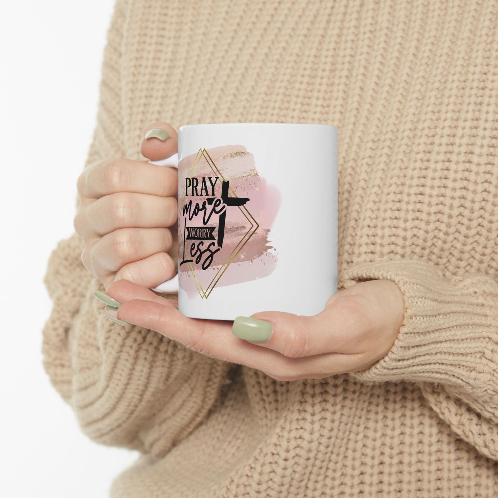 Pray More Worry Less Christian Inspirational Ceramic Mug (11oz, 15oz) - Sydney So Sweet