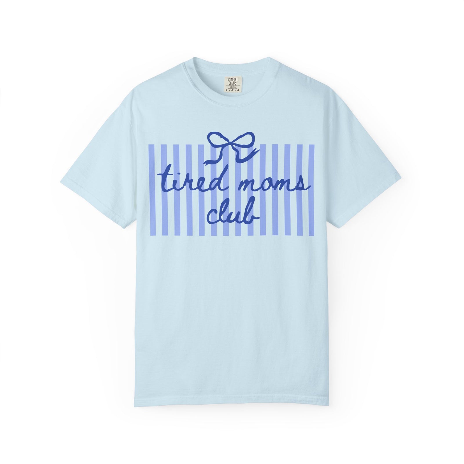 Tired Moms Club Graphic T-Shirt Cute Striped Tee for Busy Moms