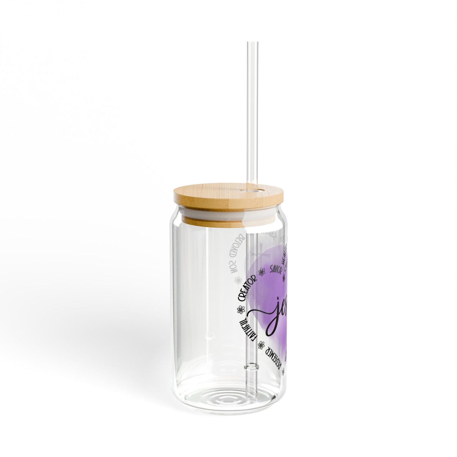 Jesus is King of Kings Christian Tumbler Sipper Glass 16oz — Reusable Drink Jar with Lid & Straw - Sydney So Sweet