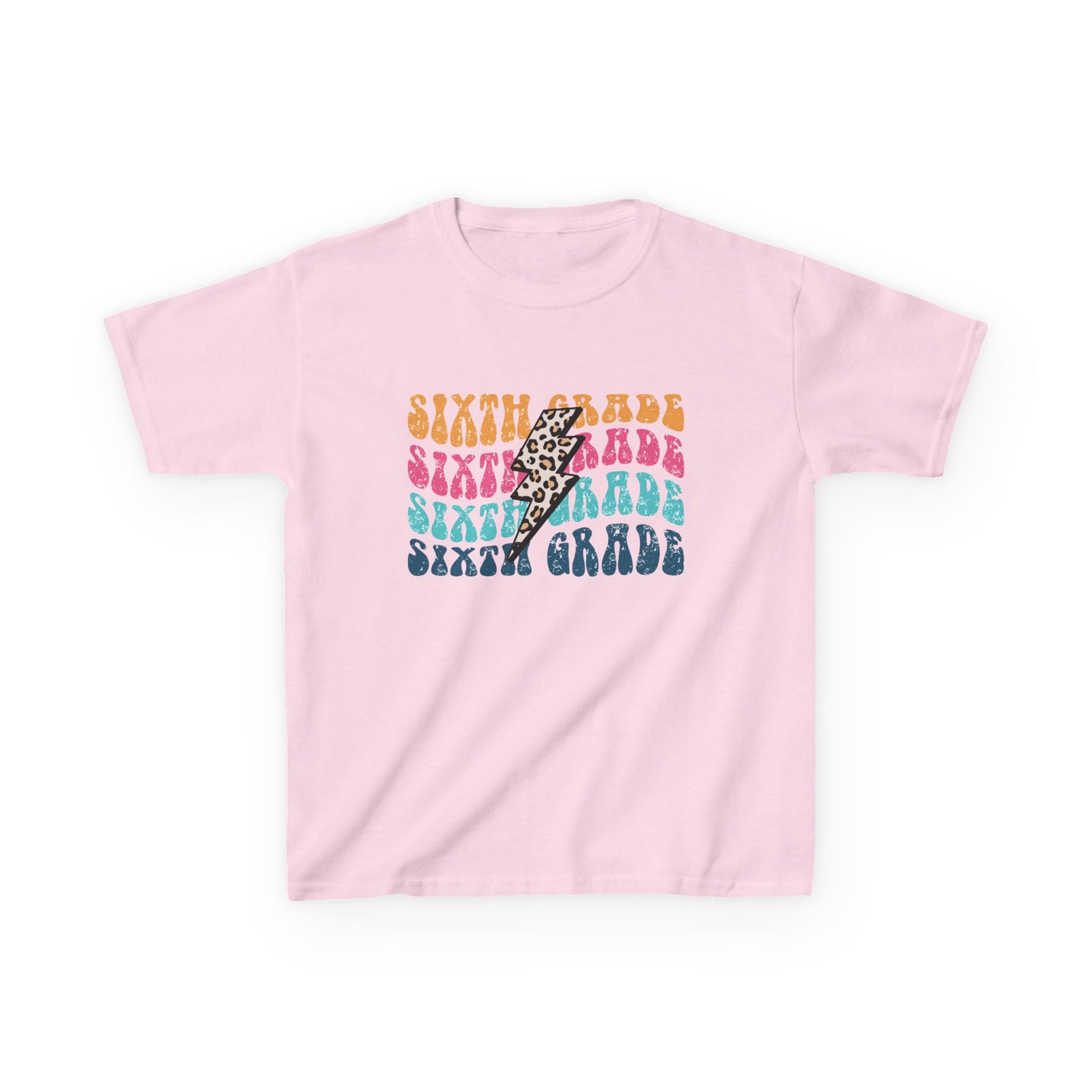 Sixth Grade Leopard Lightning Graphic Tee Back-to-School 6th Grade Kids T-Shirt