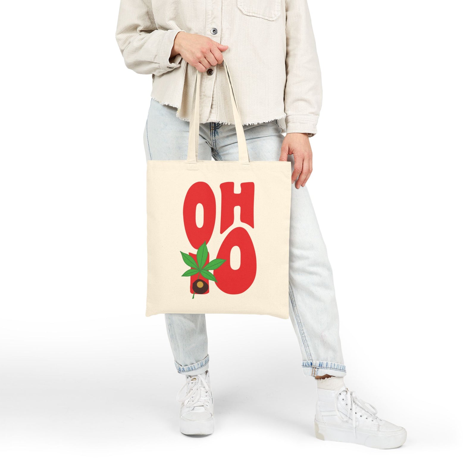 OH-IO Ohio Buckeye State Cotton Canvas Tote Bag