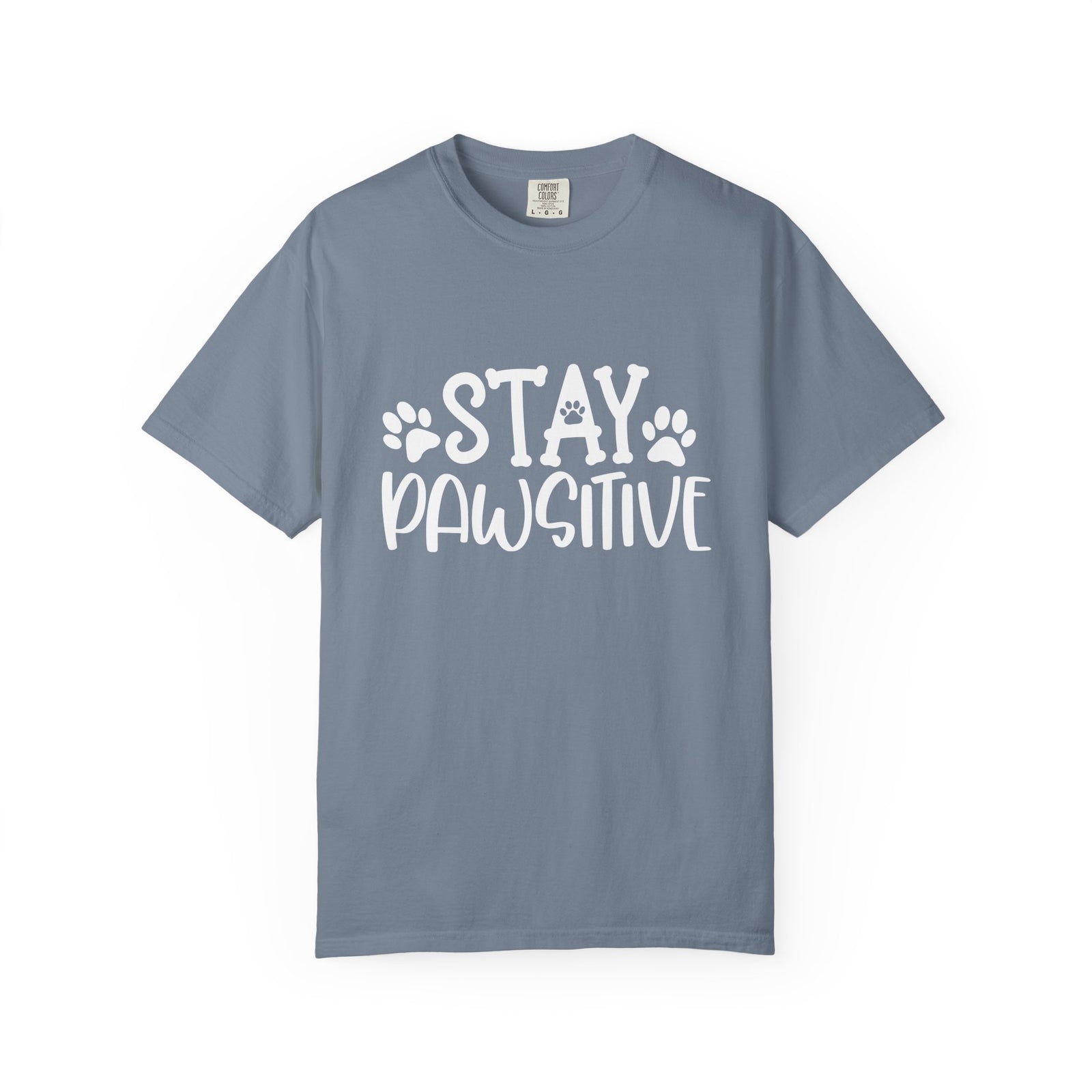 Stay Paw-sitive Paw Print T-Shirt Cute Dog Mom Graphic Tee