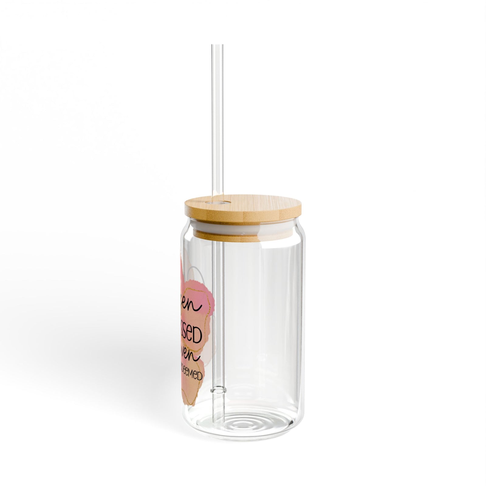 Chosen • Blessed • Forgiven Christian Tumbler Sipper Glass 16oz — Reusable Drink Jar with Lid & Straw - Sydney So Sweet