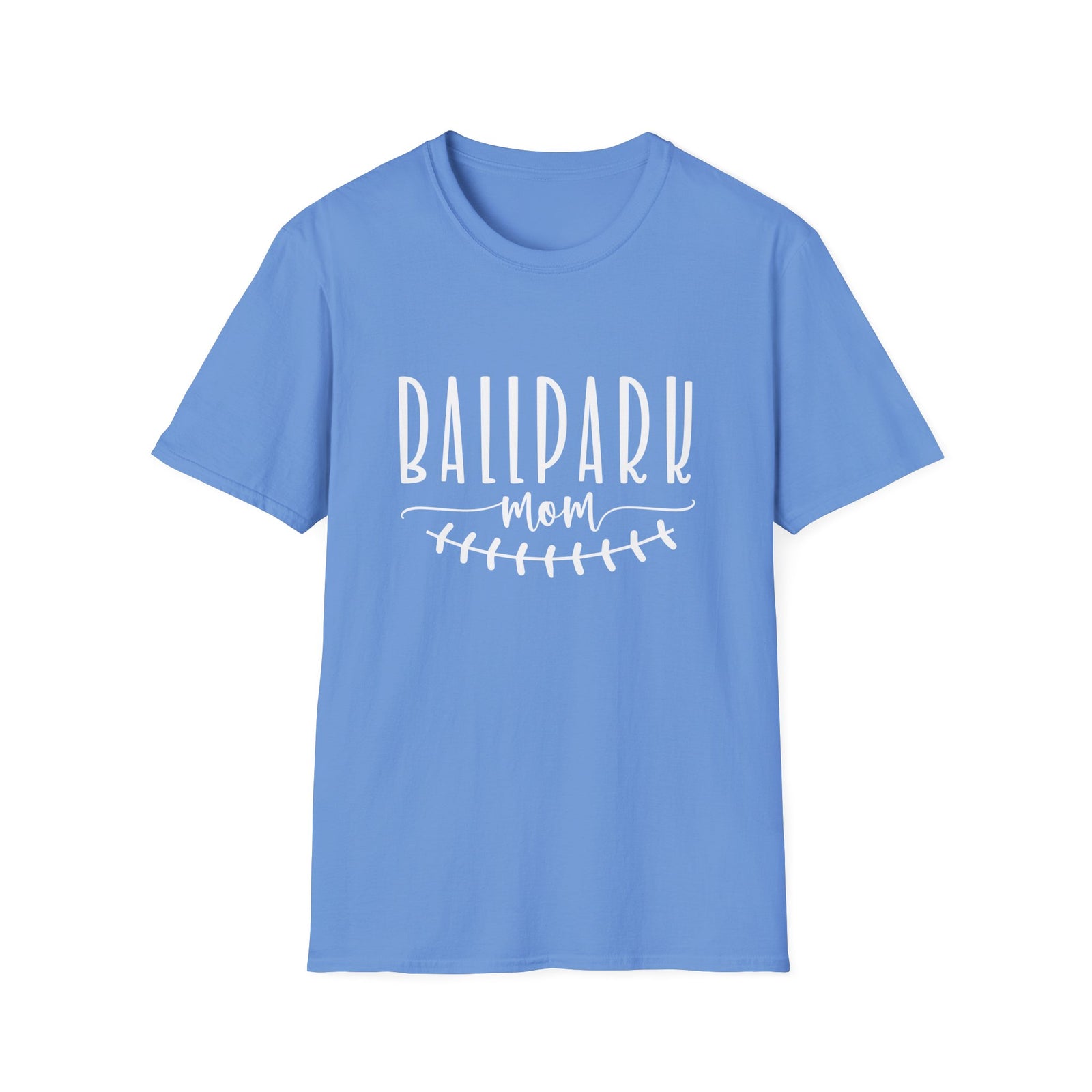 Ballpark Mom Baseball or Softball Graphic T-Shirt Cute Sports Mom Tee (12 Team Colors)