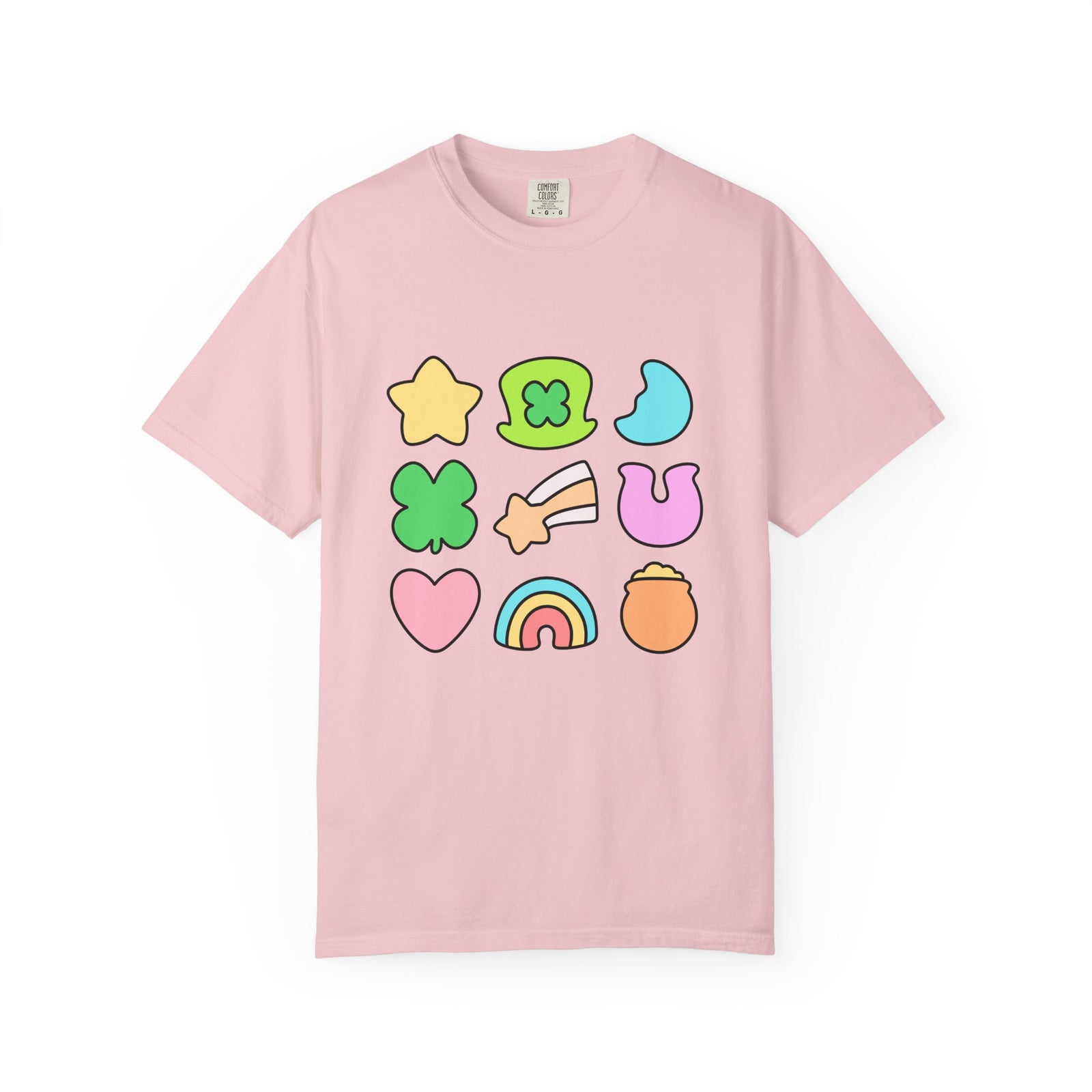 Lucky Charm Icons Graphic T-Shirt Pastel St. Patrick’s Day Unisex Short Sleeve Tee